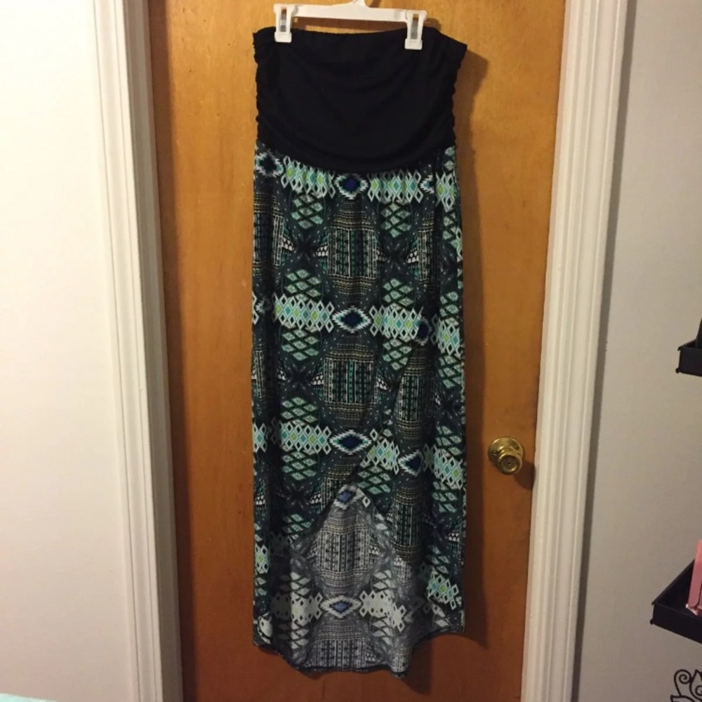 Large high low maxi dress- black, green, blue